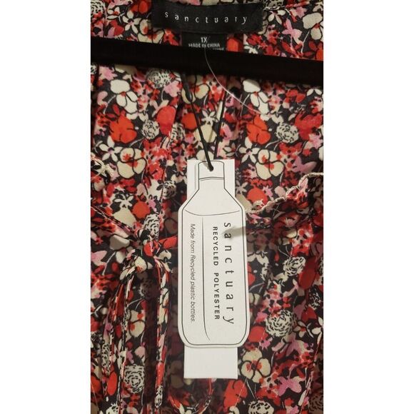 Sanctuary NWT Sheer Flower‎ Power Blouse Size 1X - Picture 5 of 6